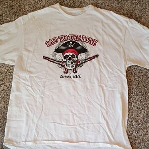 Bad to the Bone Tortola B.V.I. Skull Graphic Short Sleeve Tee - White